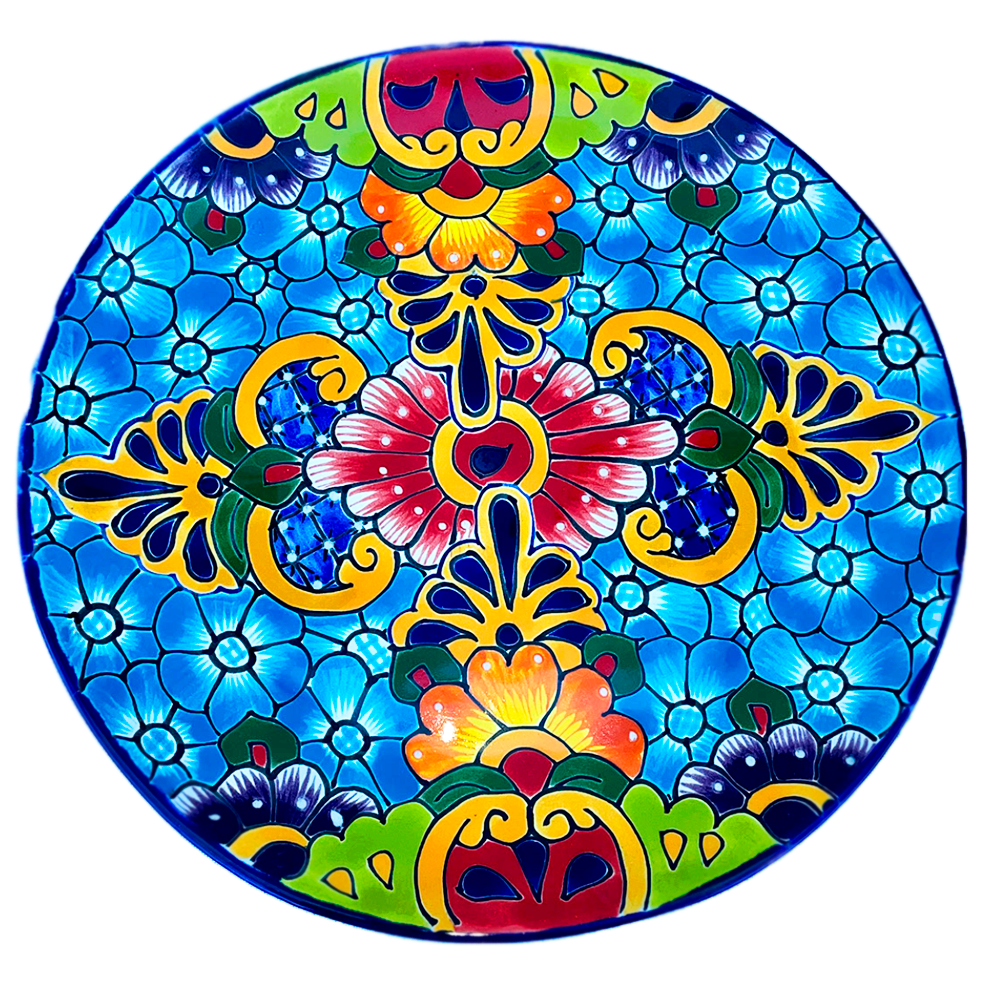 Baby blue flower large plate