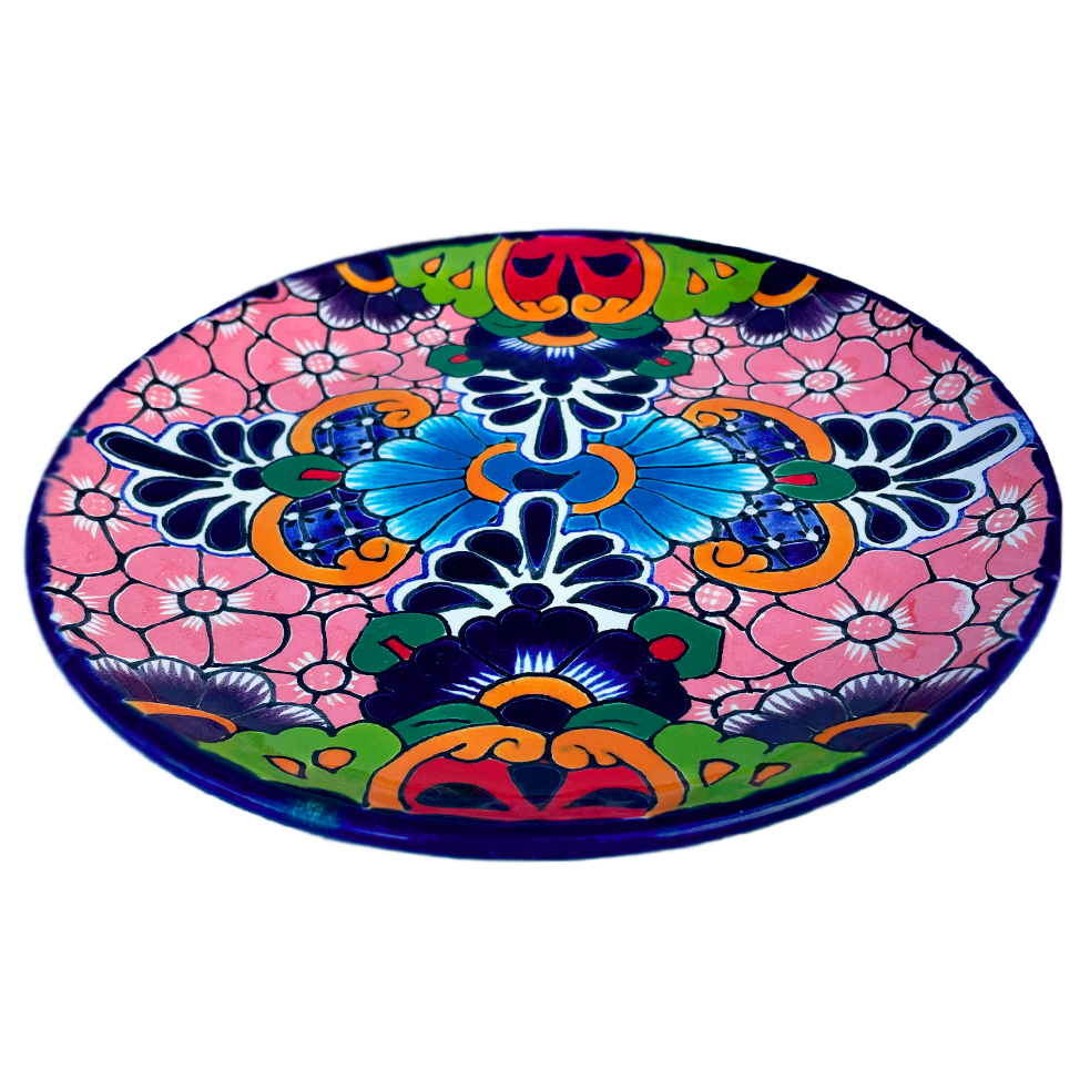 Pink flowered medium plate