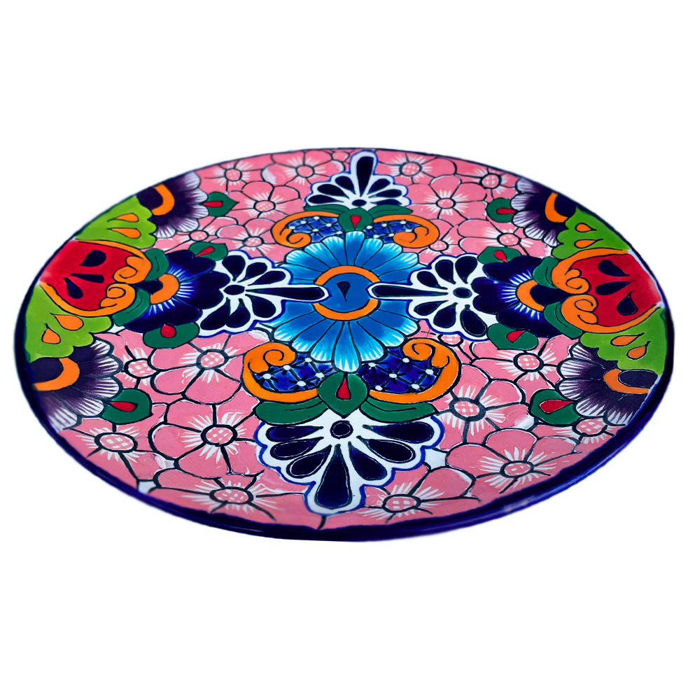 Pink flowered large plate