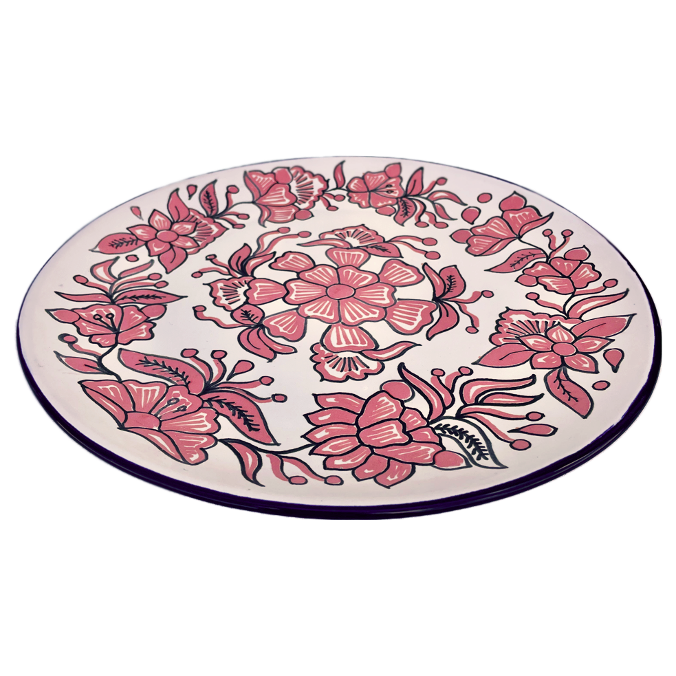 Pink and white large plate