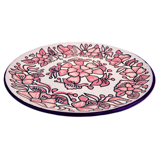 Pink and white medium plate